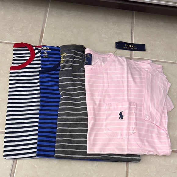 Polo by Ralph Lauren Pink and Gray Striped Tees 4 for 65 - Picture 1 of 3